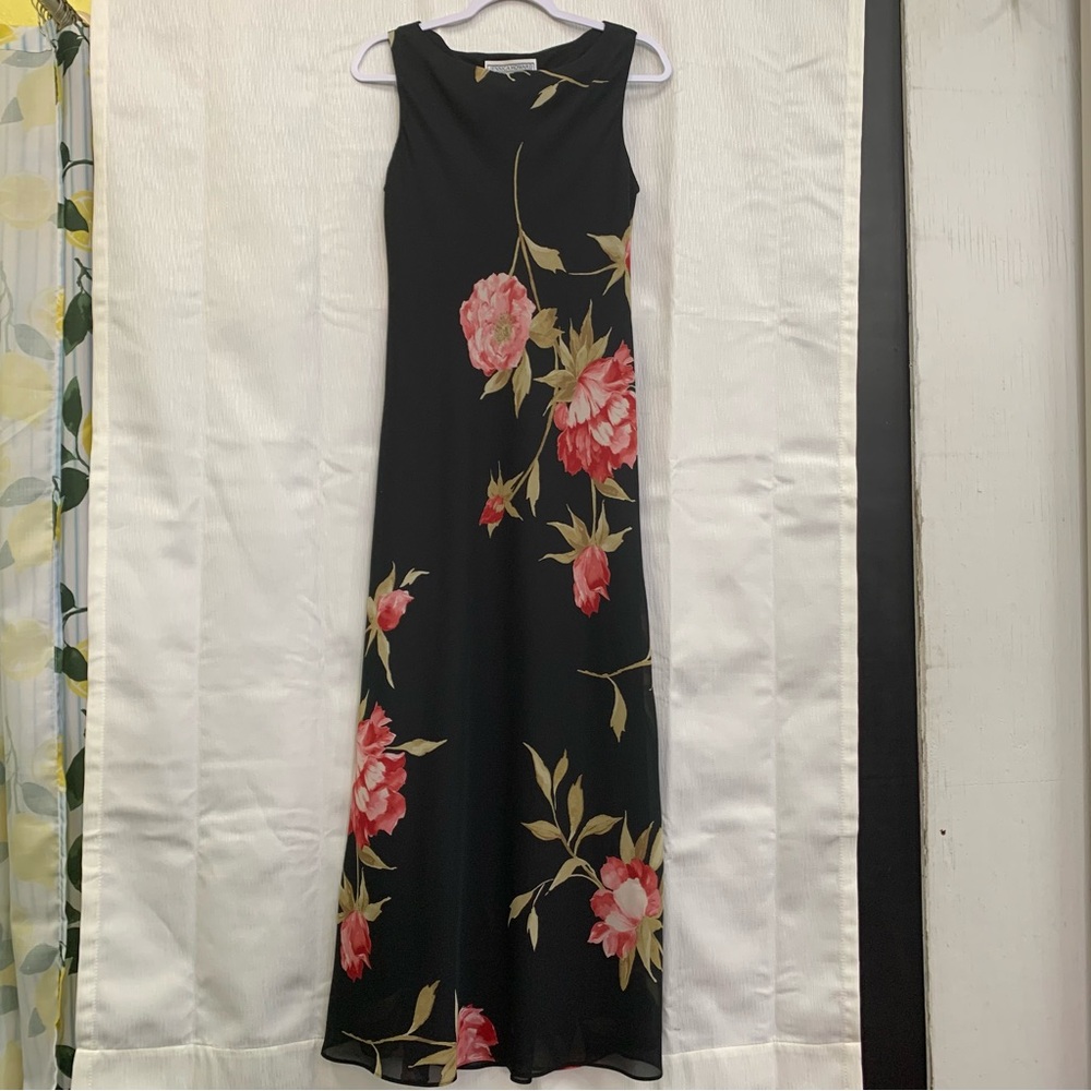 Jessica Howard Black Pink Sheath Y2K Maxi Dress